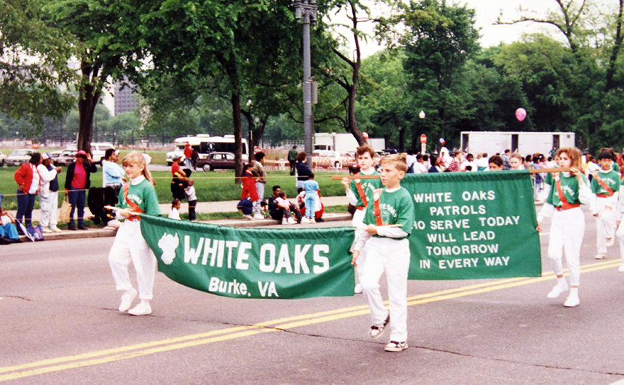 Photograph of White Oaks’ Safety Patrol marching in a parade in Washington, D.C.